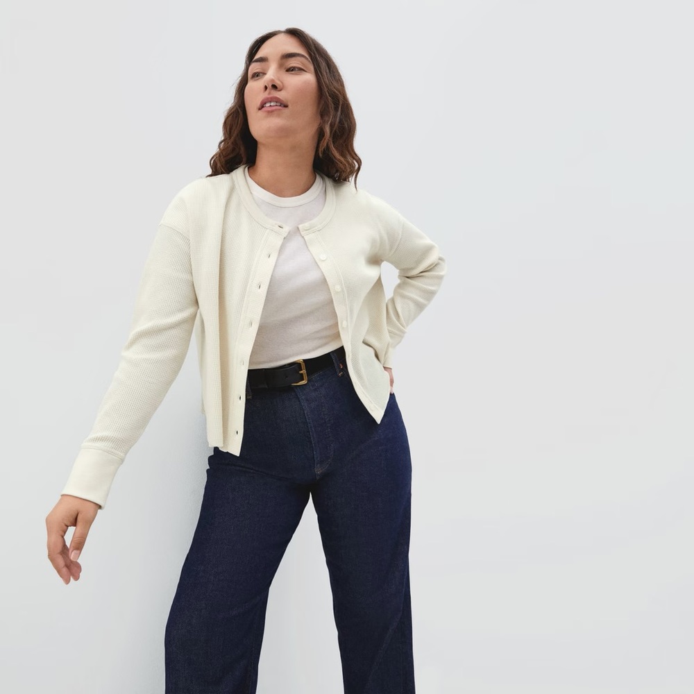 Everlane organic cotton waffle cardigan